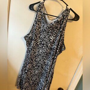 Floral Sleeveless Black & White Dress w/Pockets 👗(XXL)